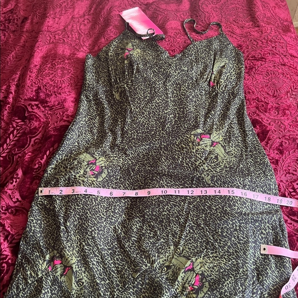 Betsey Johnson Addison Midi Green Leopard Midi Dress L - Picture 10 of 10